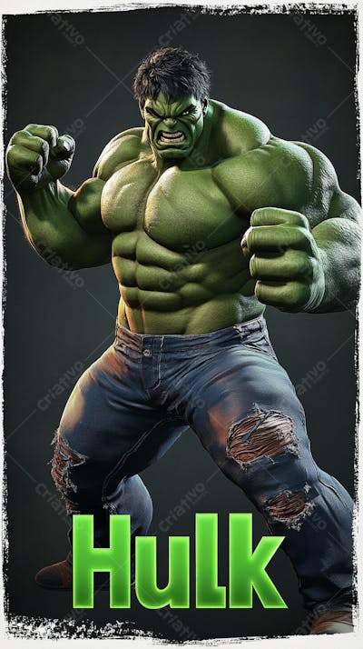Hulk Verde Musculoso com um Olhar Furioso