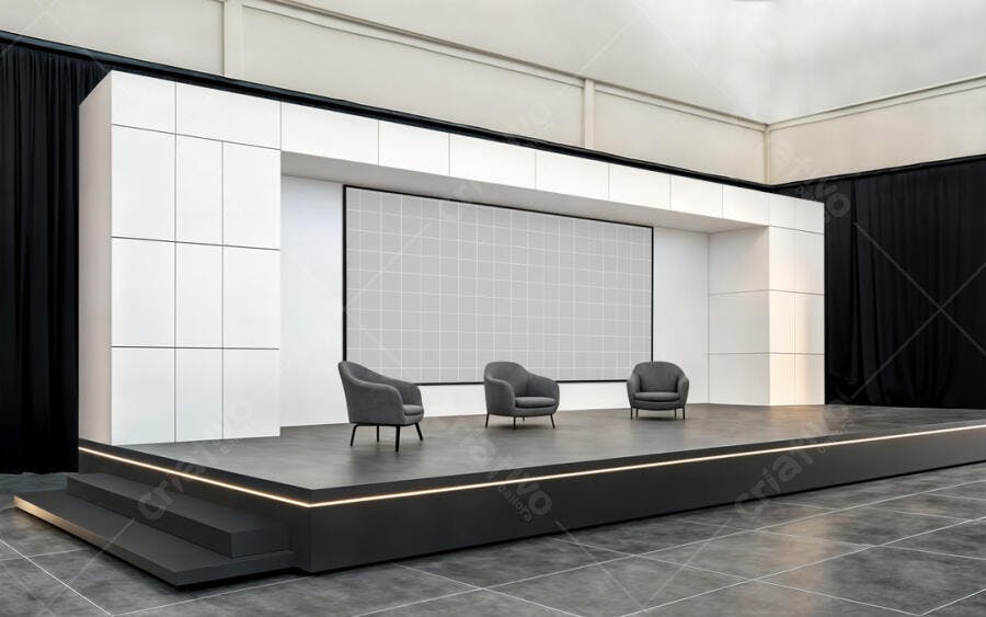 Mockup de Palco Moderno para Eventos Corporativos