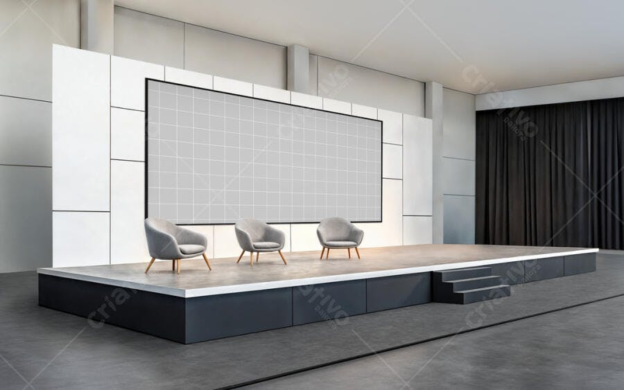 Mockup de Palco Moderno com Tela Gigante