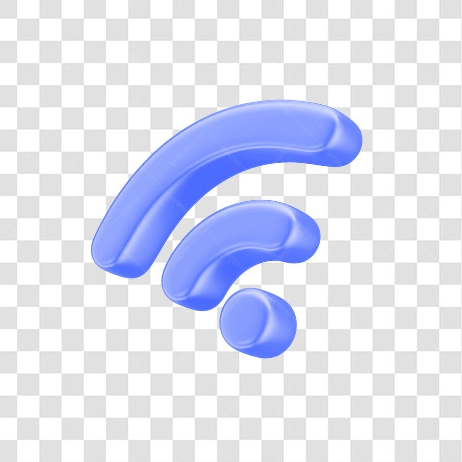 Icone Wifi 3D Azul PNG com fundo transparente