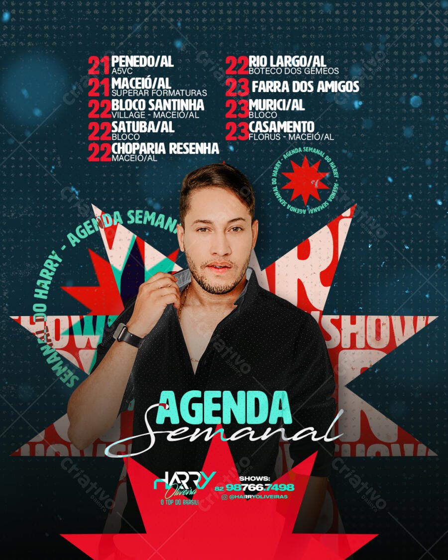 Flyer Agenda Semanal do Harry Oliveira PSD Editável