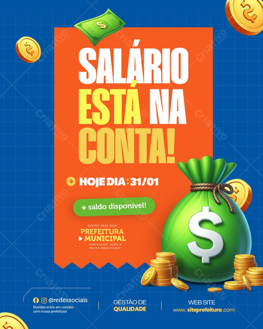 Post de Salário na Conta PSD Editável