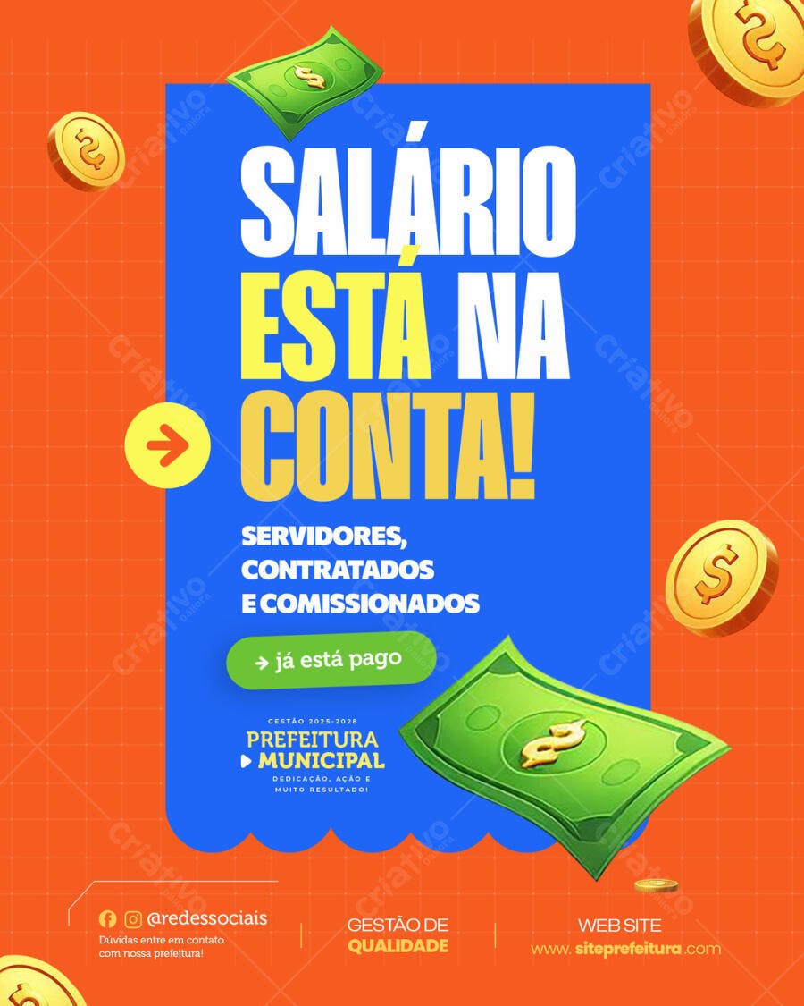PSD para Anúncio de Salário na Conta PSD Editável