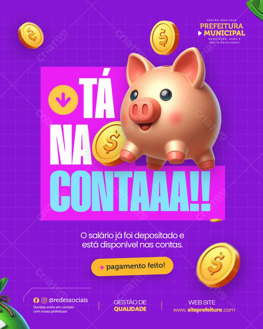 Post de Salário na Conta PSD Editável