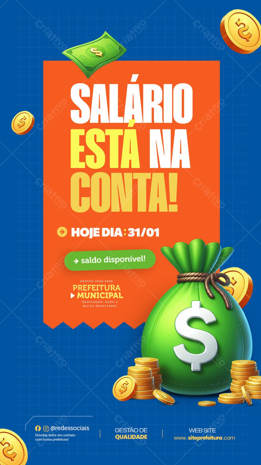 Flyer Pagamento Salário 31/01 PSD Editável