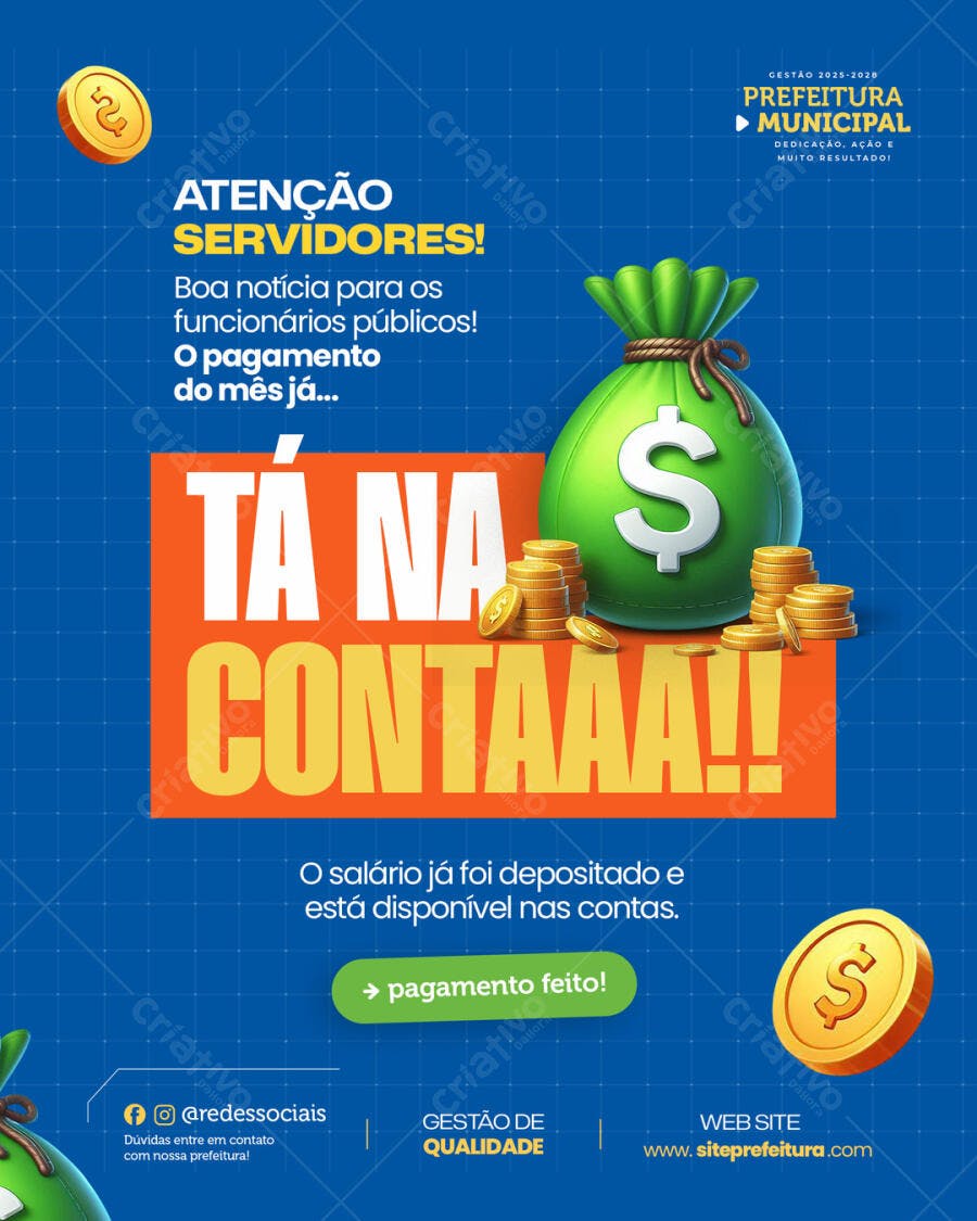 Post de Pagamento Servidores PSD Editável