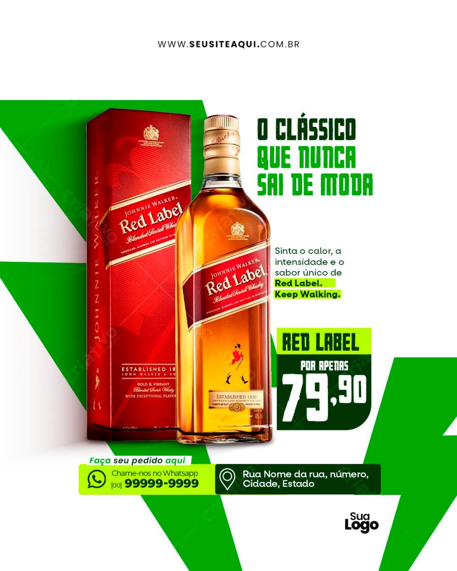 Flyer promocional Johnnie Walker Red Label PSD Editável