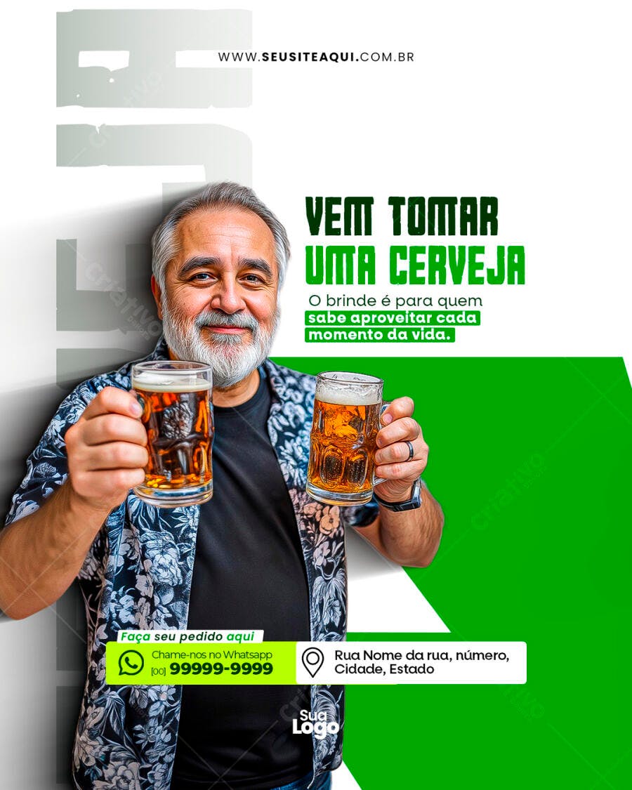 Flyer para Happy Hour Cerveja PSD Editável