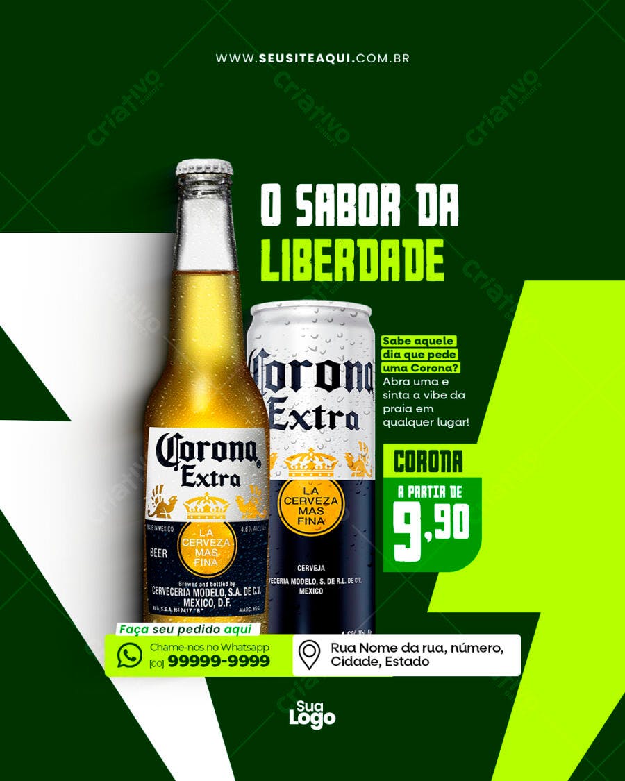 Flyer Cerveja Corona PSD Editável