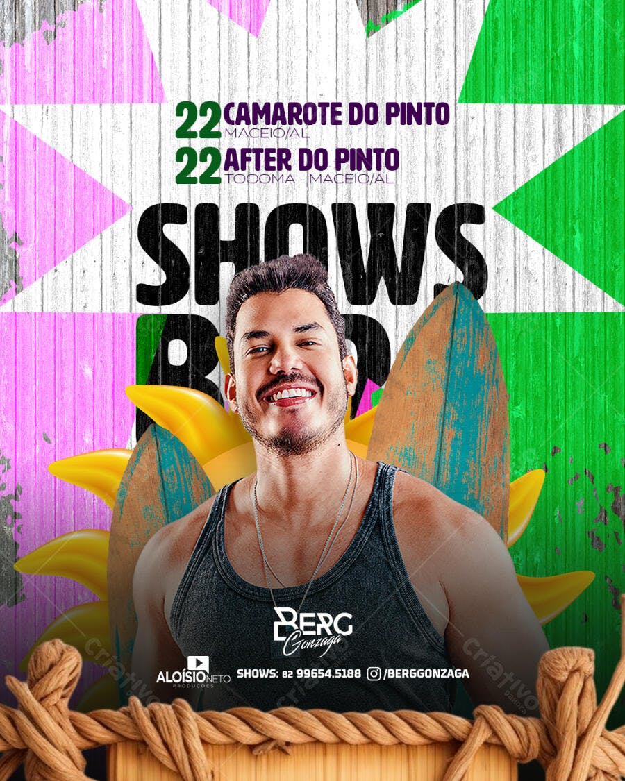 Flyer para Show de Berg Gonzaga PSD Editável