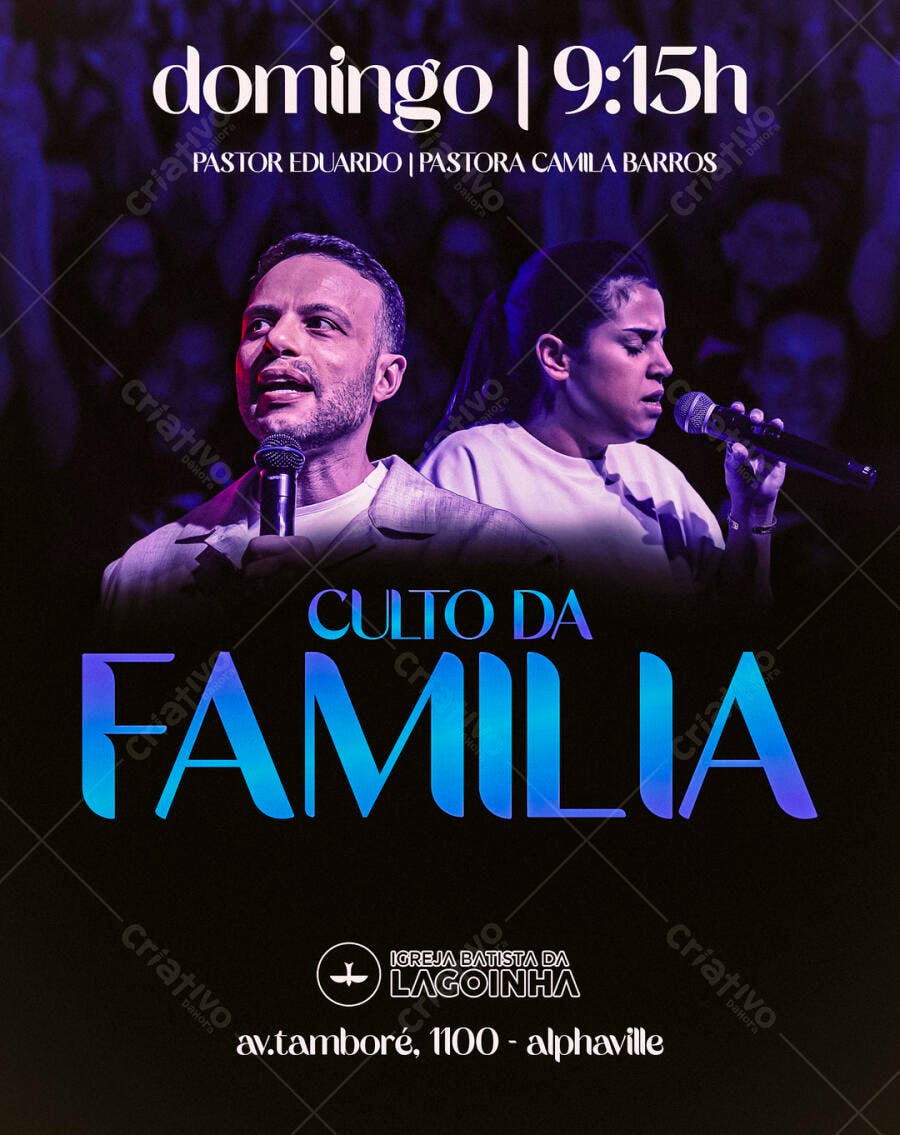 Flyer para Culto da Família - Domingo 9:15h PSD Editável