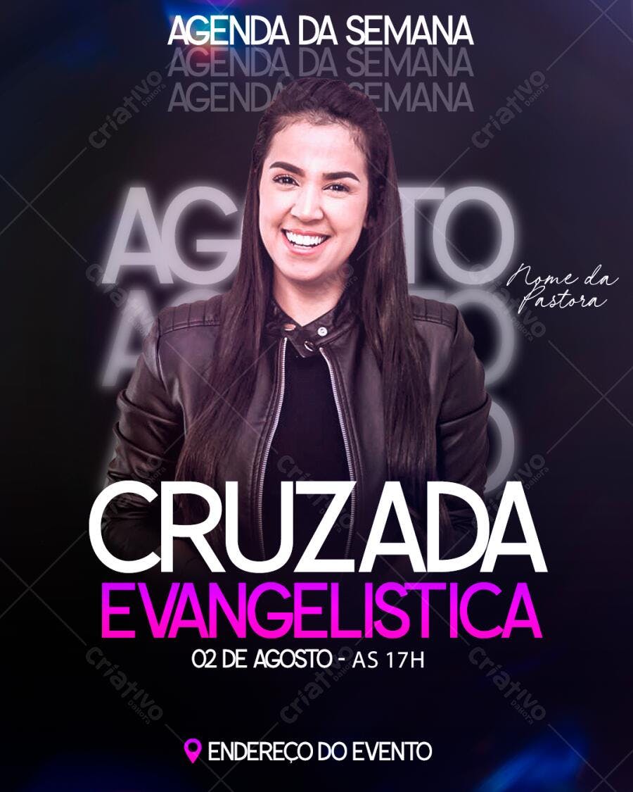 Flyer para Cruzada Evangélica 02 de Agosto PSD Editável