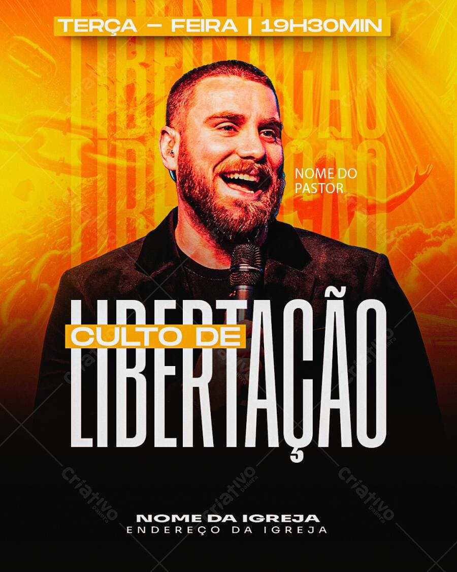 Flyer para Culto de Libertação PSD Editável