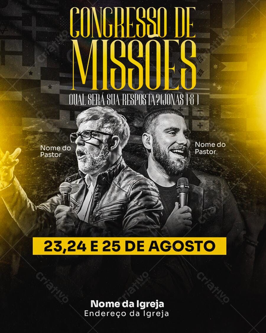 Flyer Congresso de Missões 23 a 25 de Agosto PSD Editável