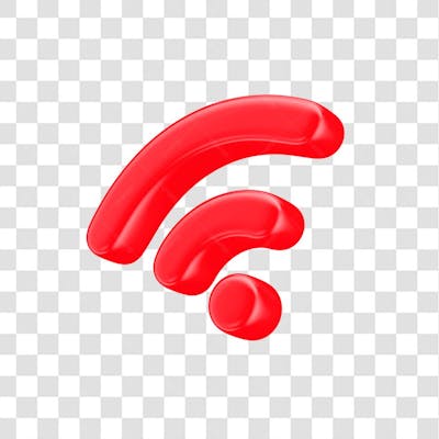 PNG Icon 3D Wifi Cor Vermelho Diagonal