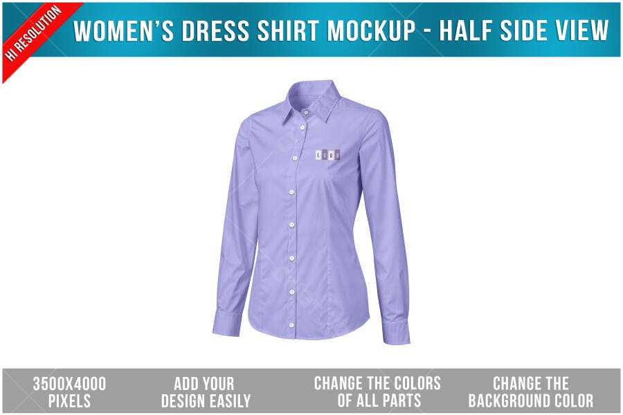 Mockup Camisa Social Feminina Lilás - Vista Lateral