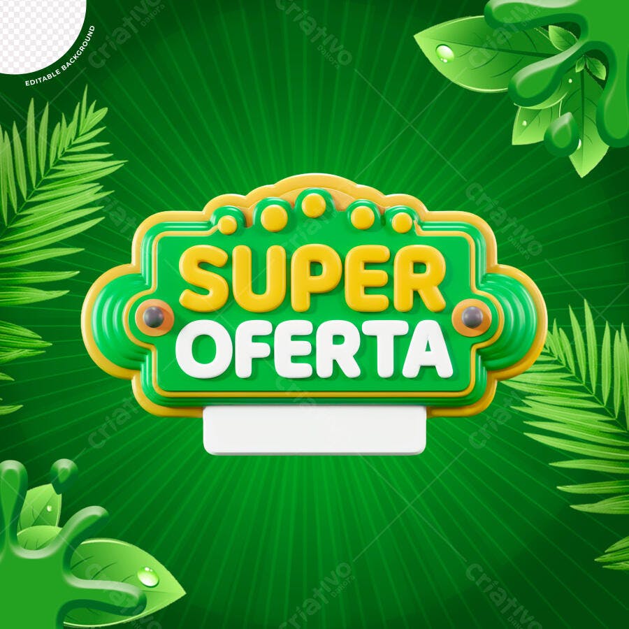 Banner Super Oferta Verde e Amarelo PSD Editável