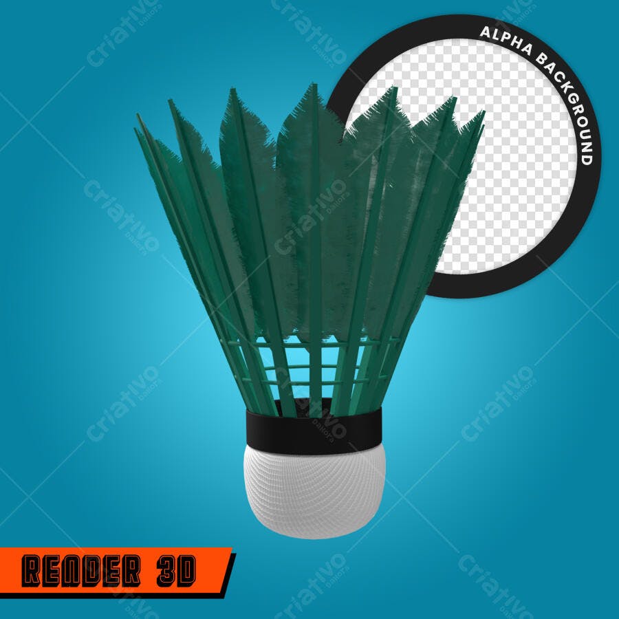 Mockup Shuttlecock Verde para Design Esportivo PSD Editável