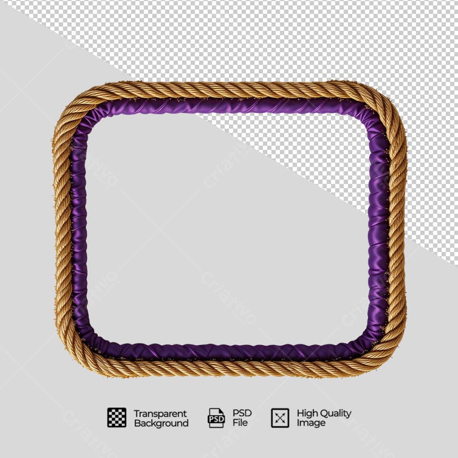 Moldura Decorativa em corda dourada e roxo PSD Editável