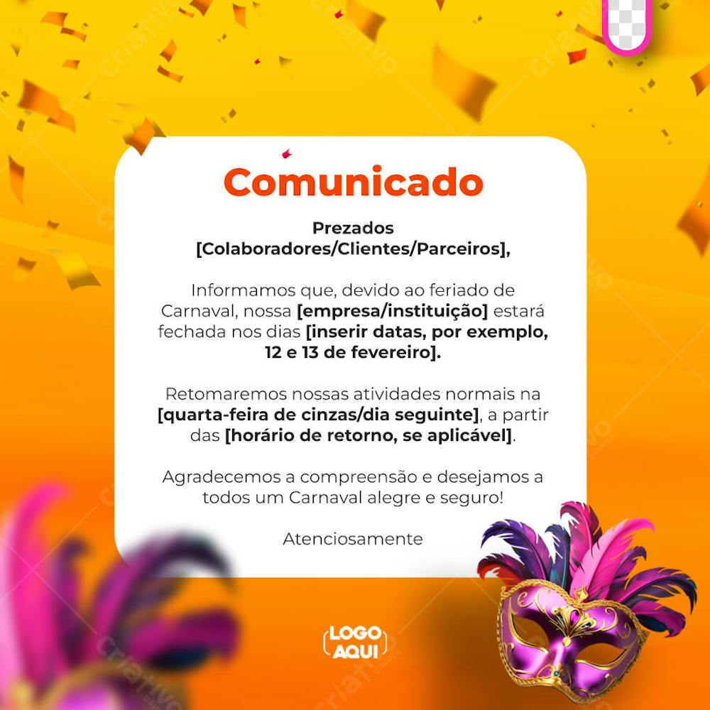 Comunicado Carnaval