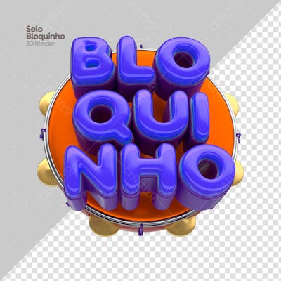 Bloco Alegre com Fantasias Coloridas no Carnaval selo 3d colorido amarelo vermelho selo 3d
