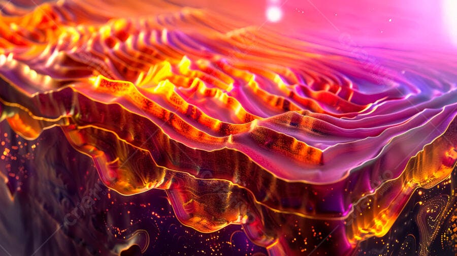 Paisagem Abstrata Laranja e Rosa