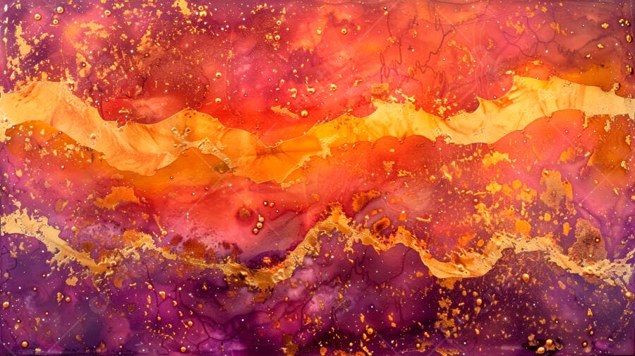 Arte Abstrata tons Laranja e Roxo