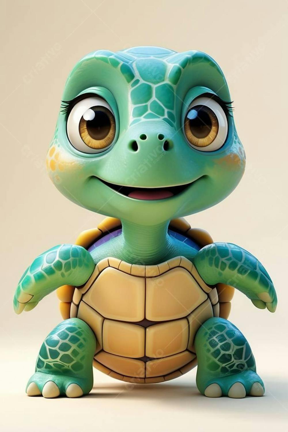 Tartaruga em 3D Sorridente