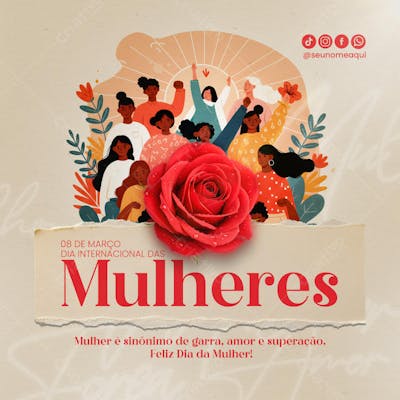 Dia Internacional da Mulher 08 de março social media Psd