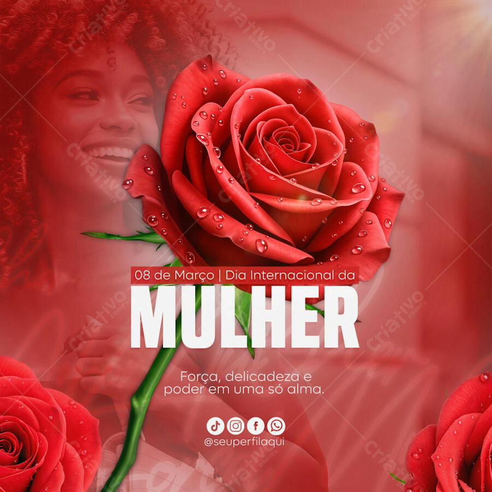 Dia Internacional da Mulher 08 de março social media Psd