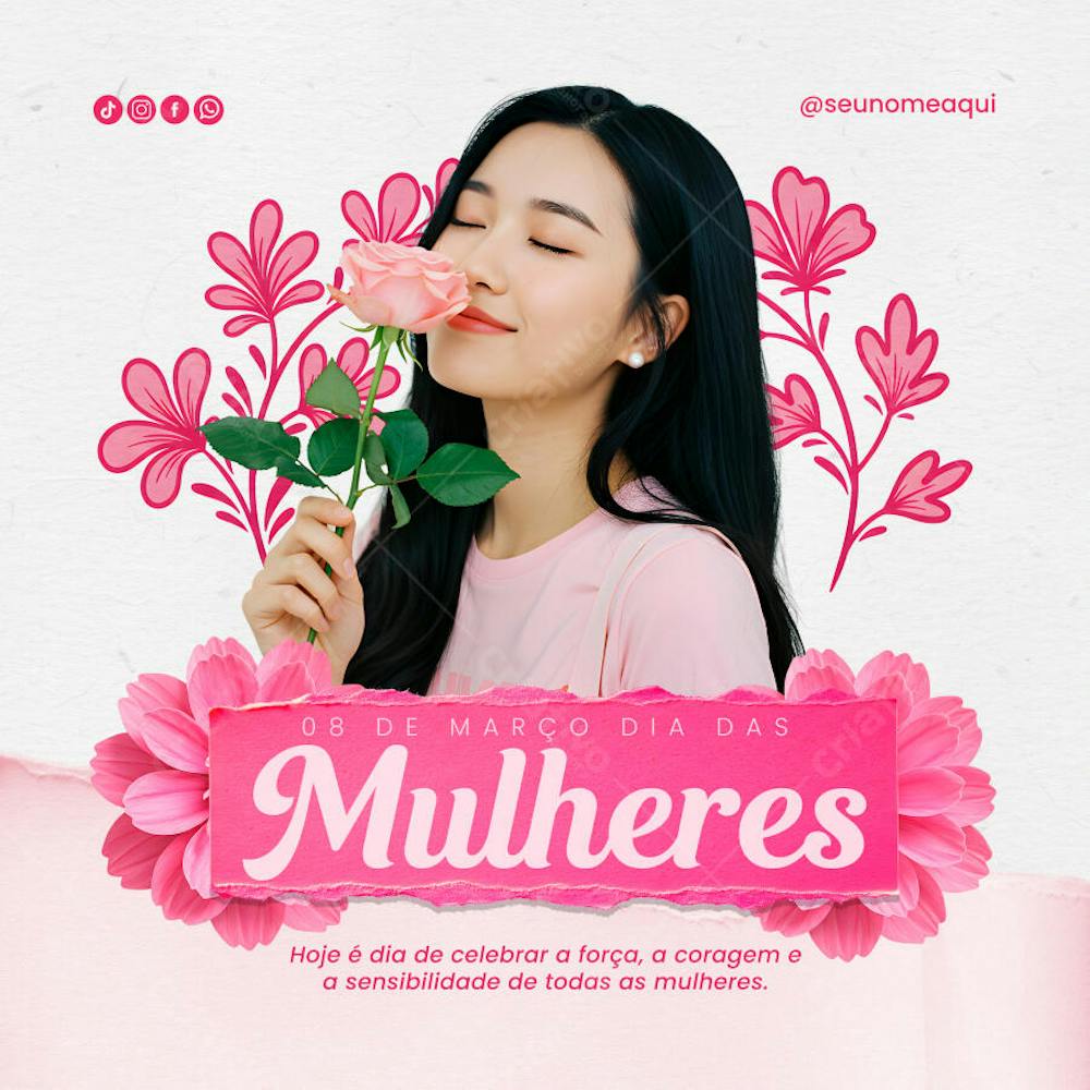 Dia Internacional da Mulher 08 de março social media Psd