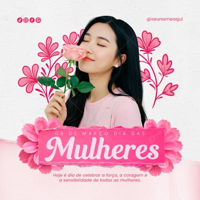 Dia Internacional da Mulher 08 de março social media Psd