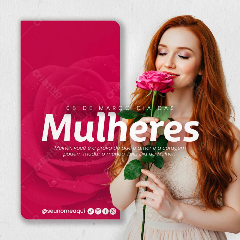 Dia Internacional da Mulher 08 de março social media Psd