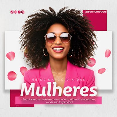 Dia Internacional da Mulher 08 de março social media Psd