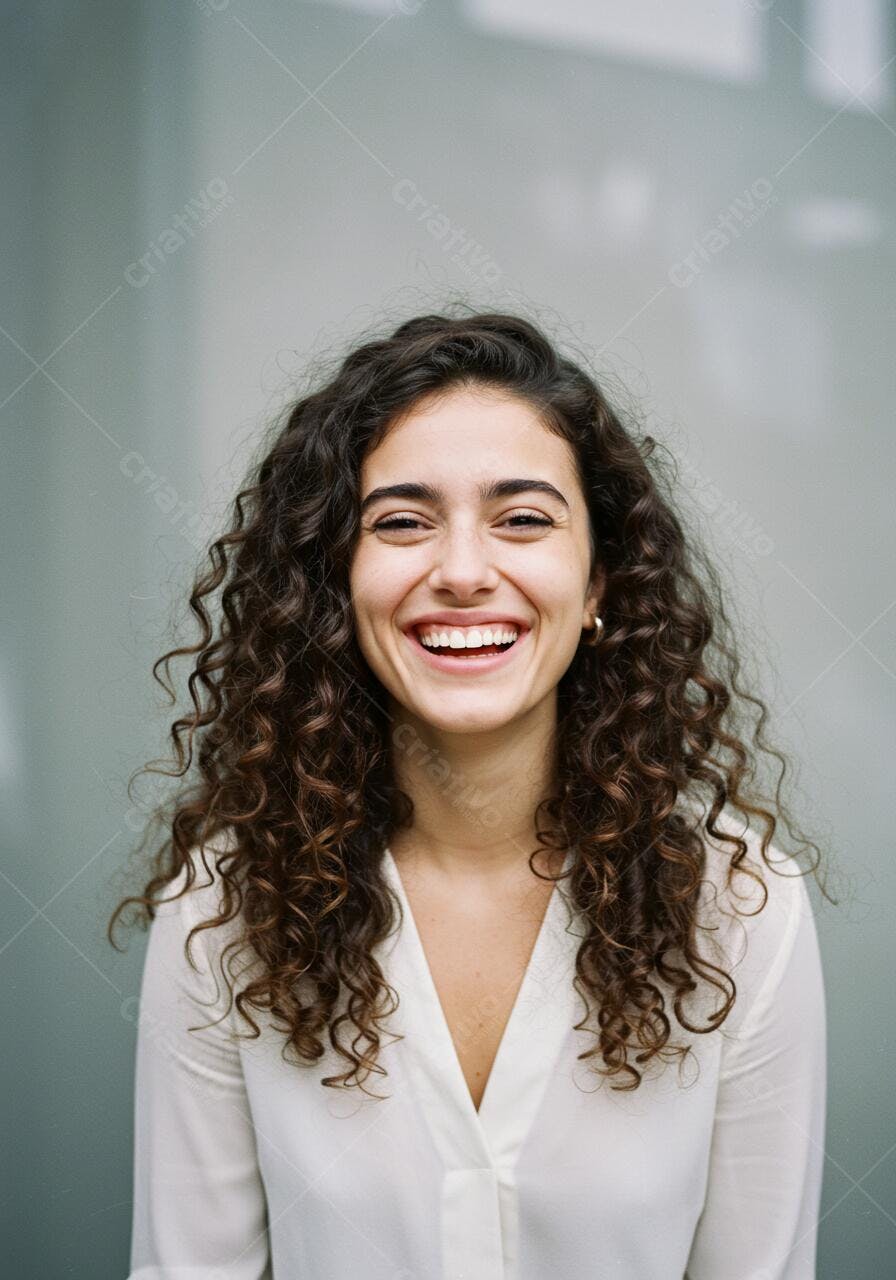 Mulher rindo com cabelo cacheado