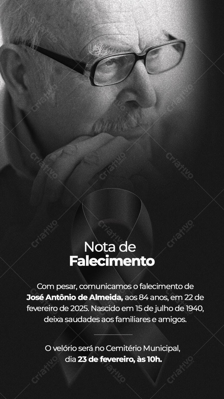 Nota de Falecimento PSD Editável