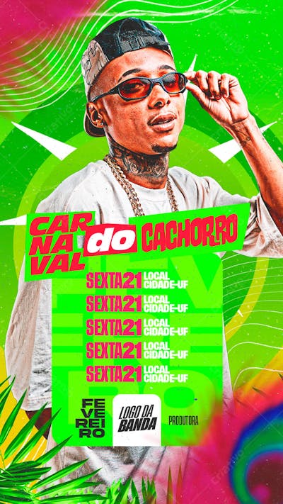 FLYER AGENDA DE SHOWS CARNAVAL CACHORRO PSD EDITÁVEL
