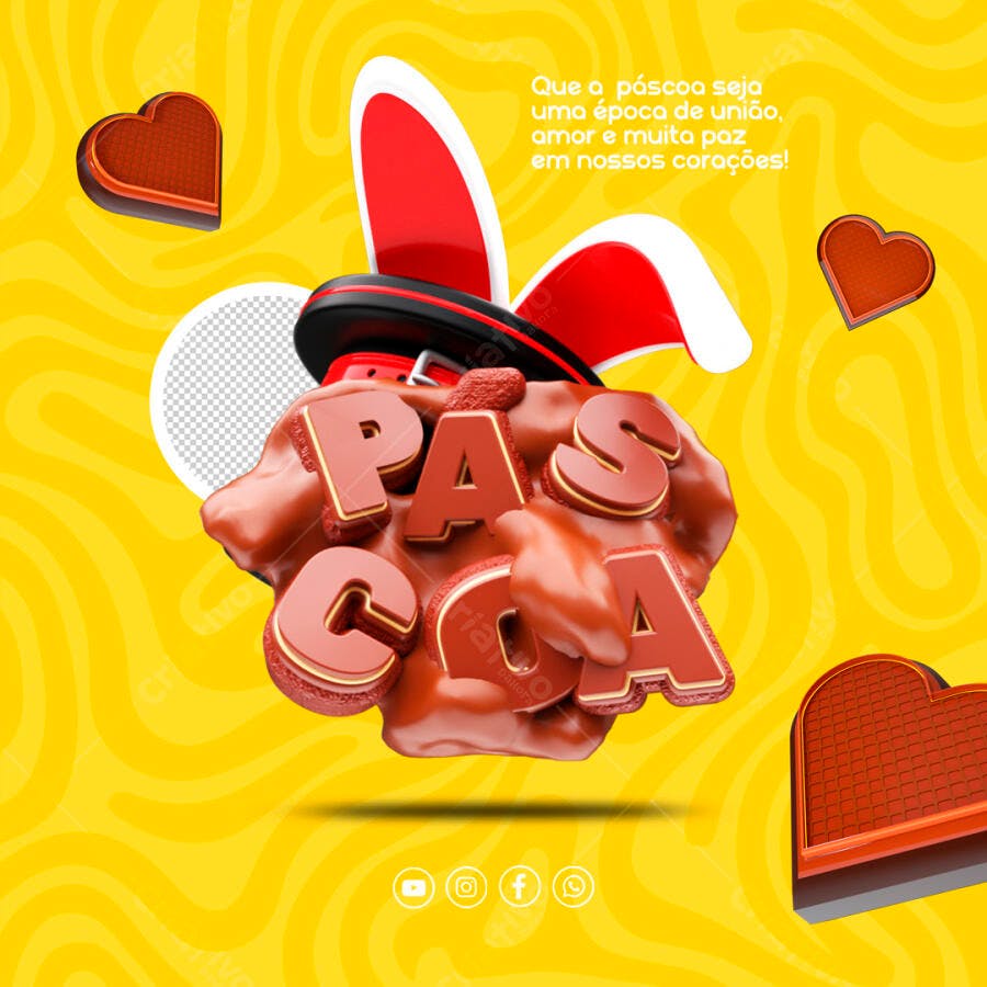 Selo 3D Páscoa Chocolate Marrom e Dourado
