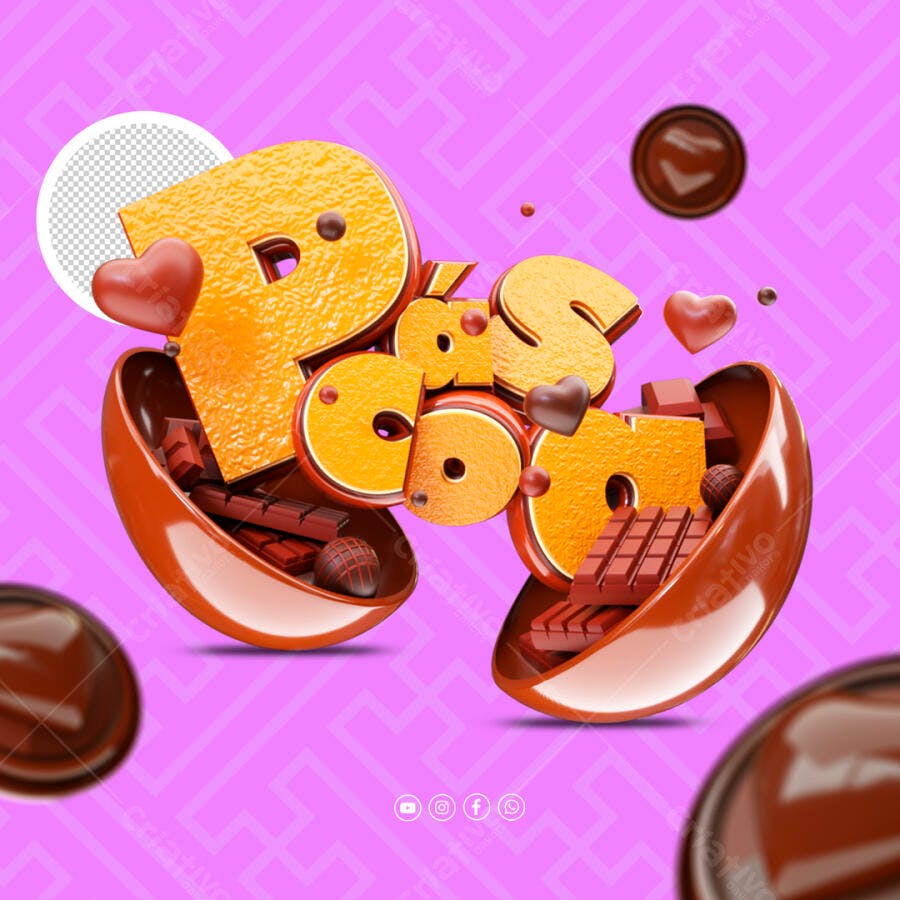 Selo 3D Pascoa Chocolate Laranja Texturizado