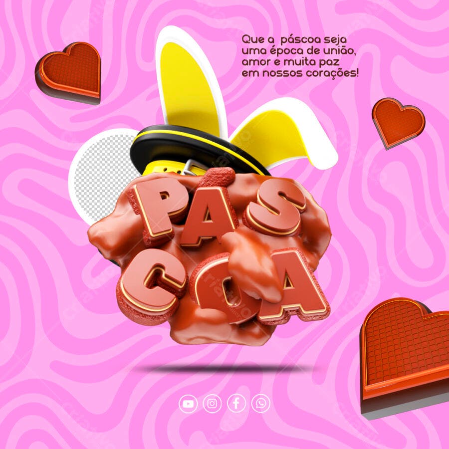 Selo 3D Páscoa Vermelho e Amarelo 3D