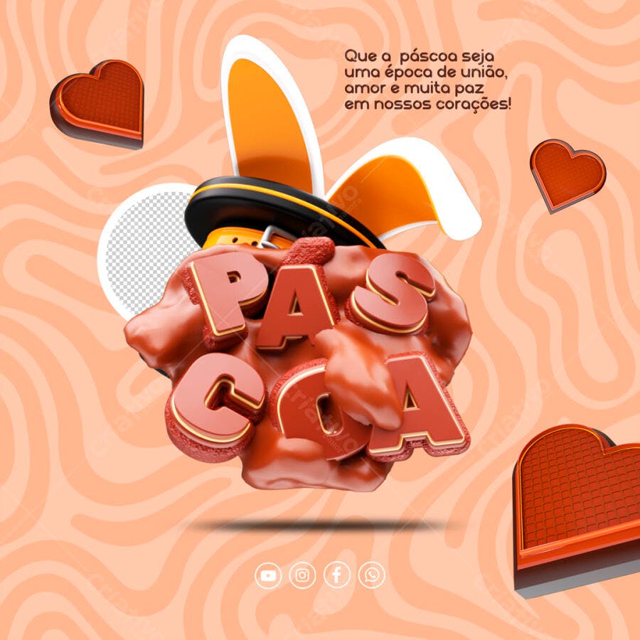 Selo 3D Páscoa Vermelho e Amarelo em Formato de Gotas