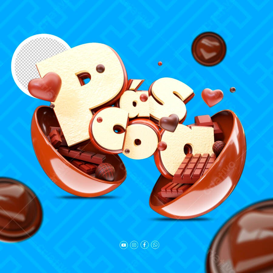 Selo 3D Pascoa Chocolate Marrom e Bege