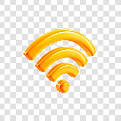 PNG Icon 3D Wifi Cor Laranja Lado Diagonal