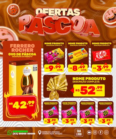 ENCARTE OFERTAS DE PÁSCOA SUPERMERCADO REDES SOCIAIS PSD