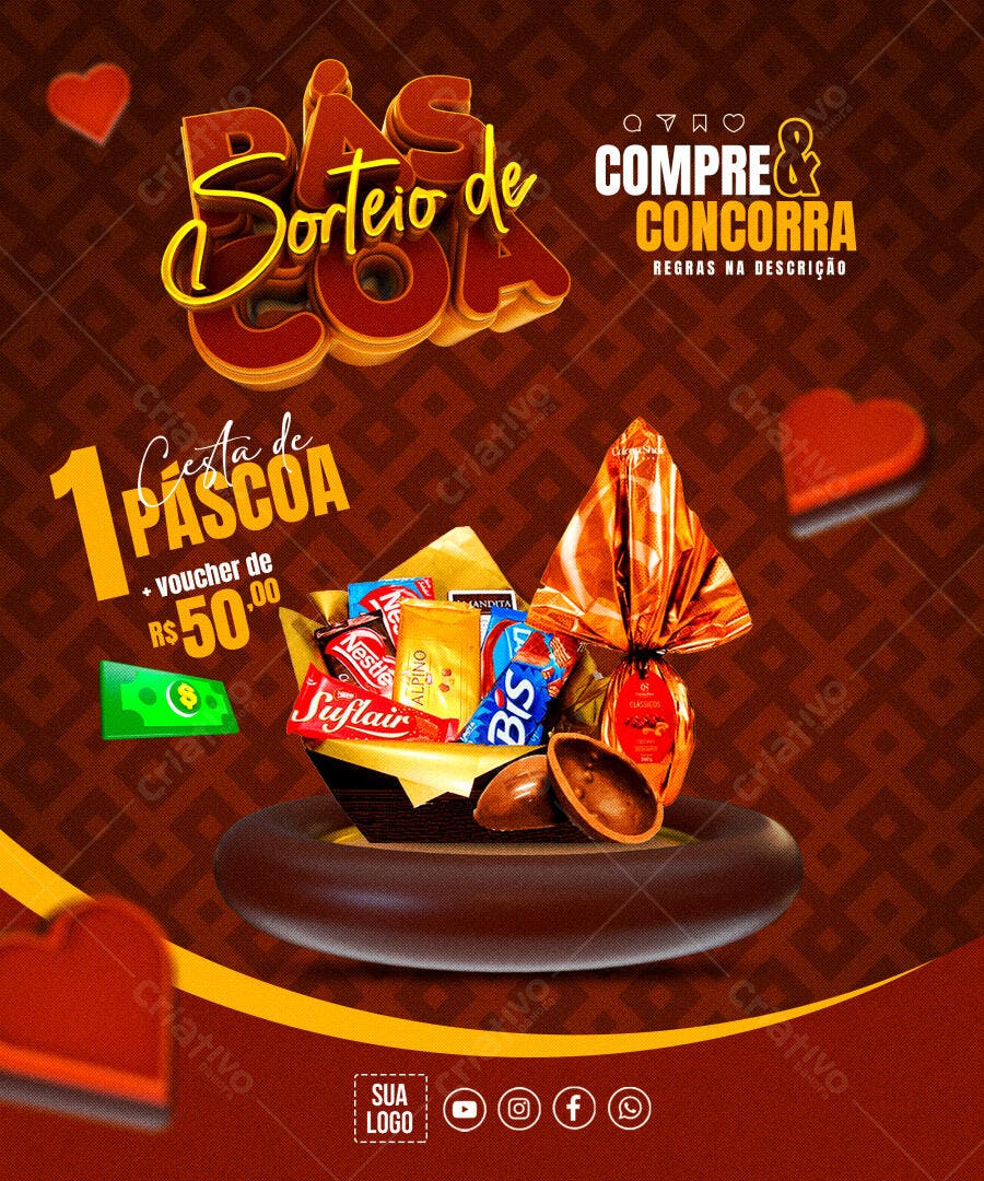 Flyer Páscoa Sorteio PSD Editável