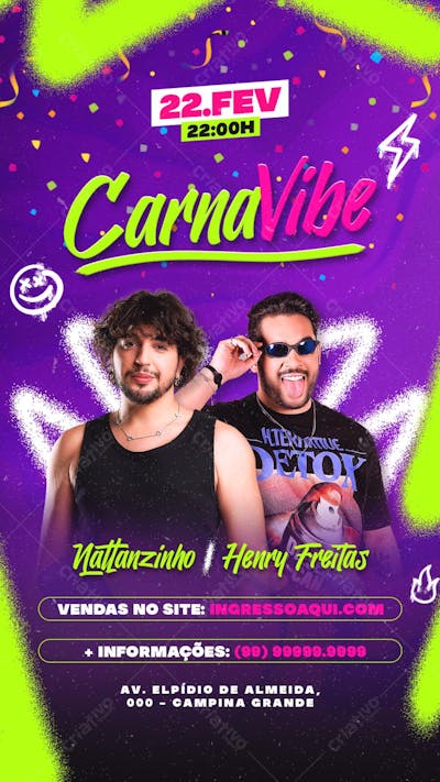 FLYER de CARNAVAL CARNAVIBE ARTE CARNAVAL PSD STORIES