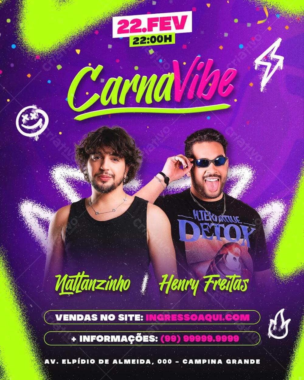 FLYER de CARNAVAL CARNAVIBE ARTE CARNAVAL PSD FEED