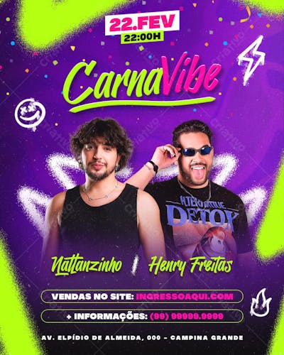 FLYER de CARNAVAL CARNAVIBE ARTE CARNAVAL PSD FEED