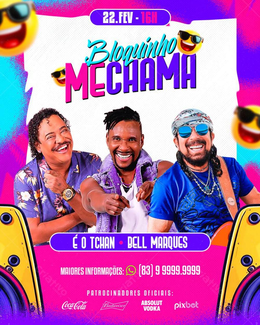 FLYER de CARNAVAL PSD FEED BLOQUINHO ME CHAMA FLYER DE CARNAVAL