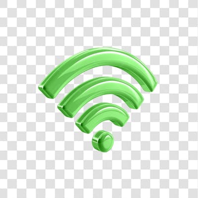PNG Icon 3D Wifi Cor Verde Lado Diagonal